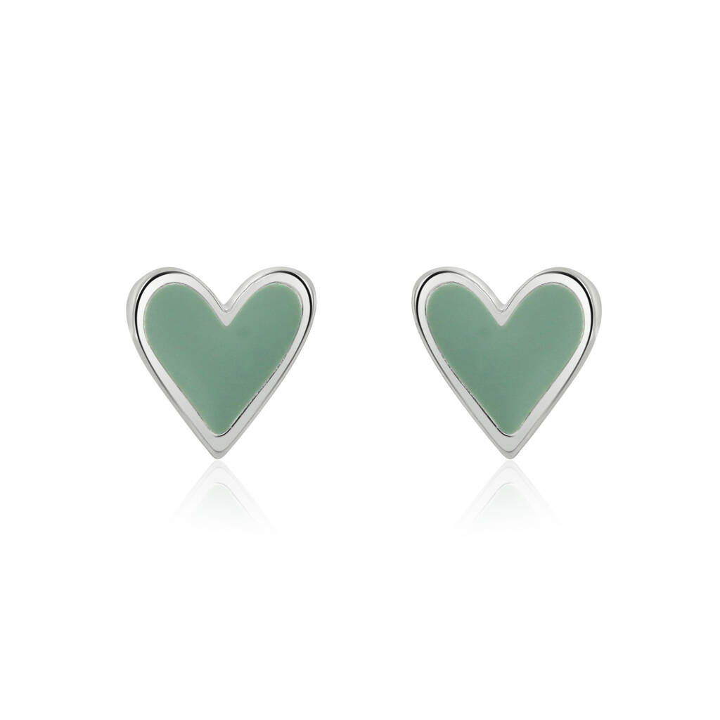 Mini Mint Heart Studs, 1 of 3