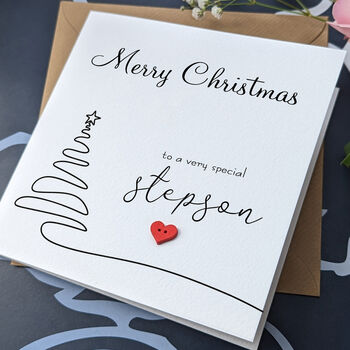 Stepson Christmas Card, 3D Wooden Heart, 3 of 4