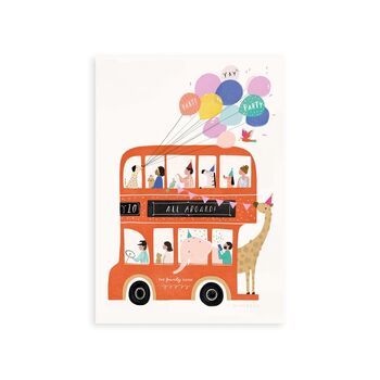 Double Decker Party London Red Bus Art Print, 2 of 2
