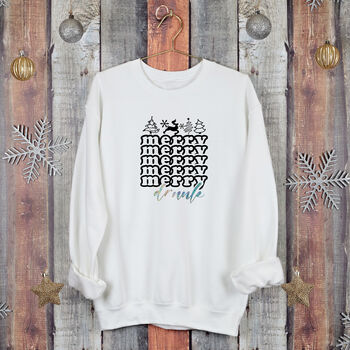 Merry Merry Drunk Christmas Jumper In White, 2 of 3