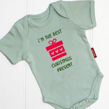 Personalised Best Christmas Present Babygrow/T Shirt, 5 of 12