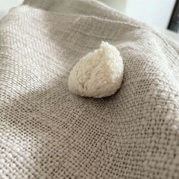 Fairtrade Cotton Pom Pom Throw Bedspread Slub Weave, 4 of 11