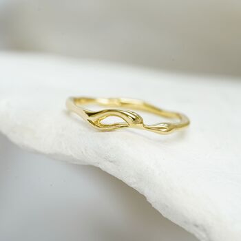 Dainty Organic Flow Gold Ring, 4 of 7