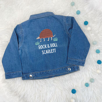 Armadillo Rock And Roll Personalised Kids Denim Jacket, 2 of 3