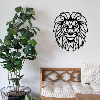 Geomtric Lion Wooden Wall Art Decor, Gift For Home Spaces, 6 of 11