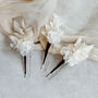 Selene White Preserved Flower Wedding Bridal Hair Pins, thumbnail 2 of 2