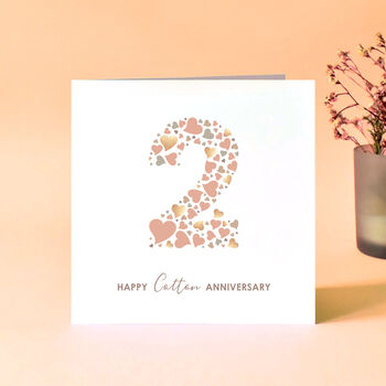 Love Hearts Cotton 2nd Anniversary Card, 2 of 3