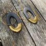 Porcelain Hoop Earrings Plated With Gold, thumbnail 3 of 8