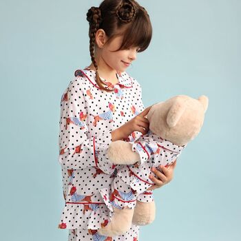 Chiara Girls Pyjama Set With Matching Teddy Bear, 3 of 8