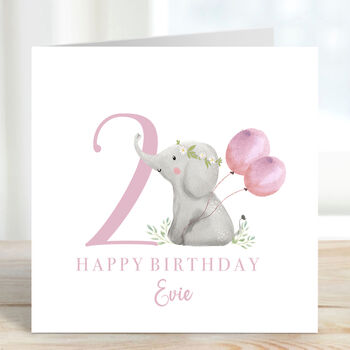 Personalised 2nd Birthday Elephant Card, 2 of 2