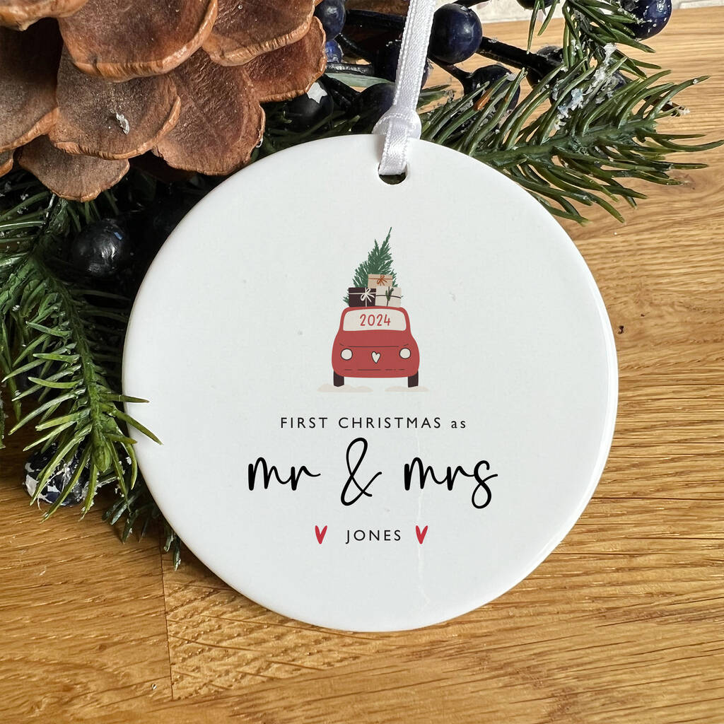 First Xmas Married Ornament Keepsake Couples Tree Decoration, 1 of 4