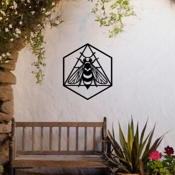 Geometric Bee Metal Wall Art For Garden Decor And Gift, 4 of 10