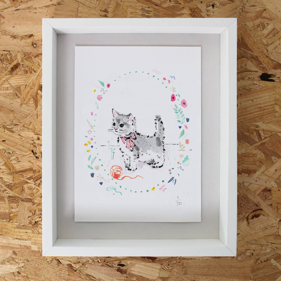 Kitten Illustration Print Limited Edition, 1 of 6