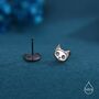 Cute Cat Skull Stud Earrings In Sterling Silver, thumbnail 3 of 11