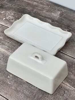 White Wavy Edge Butter Dish, 2 of 3