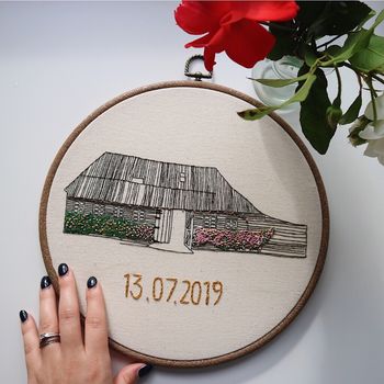 Personalised Hand Embroidered Wedding Venue Portrait, 5 of 12