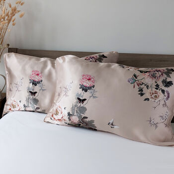 Silk Pillowcase Pink 100% Pure Soft Mulberry Silk Floral Luxury Hair Care Standard Double 50x75cm, 4 of 7