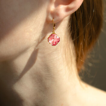Pink Large Square Crystal Drop Earrings, 3 of 5