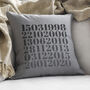 Personalised Memorable Dates Typographic Cushion, thumbnail 1 of 6