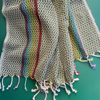Handwoven Cotton Shawl And Towel, 3 of 4