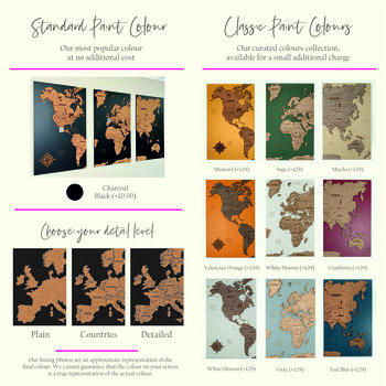 Large Personalised Wooden And Mirror World Map Wall Art, 7 of 7