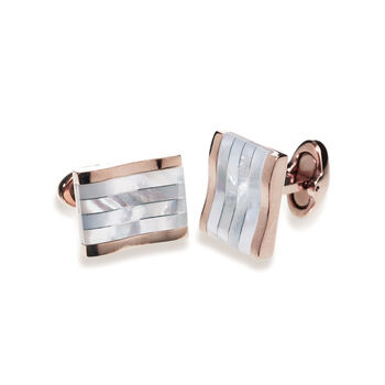 Rhodium Or Rose Gold Plated Mother Of Pearl Cufflinks, 3 of 10