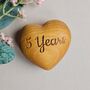 'Five Years' Engraved Wooden Heart, thumbnail 1 of 2