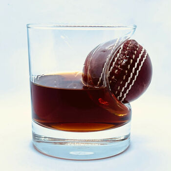Personalised Cricket Ball Whisky Glass, 2 of 9
