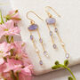 Tanzanite Diamond Slice Chain Dangly Earrings, thumbnail 5 of 9