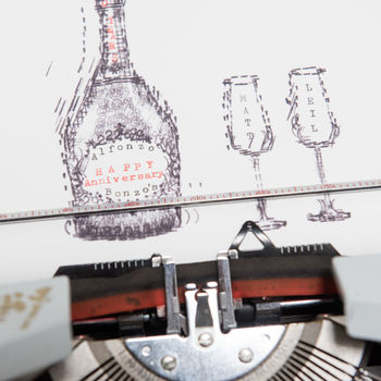 Personalised Champagne And Glasses Typewriter Art Print, 5 of 12