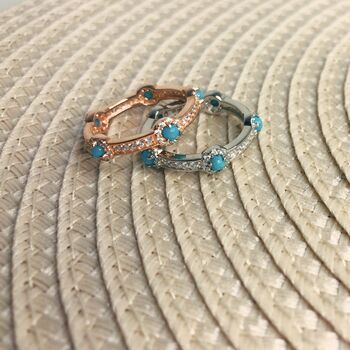 Turquoise Gemstone 18k Rose Gold Plated Stacking Ring, 2 of 3