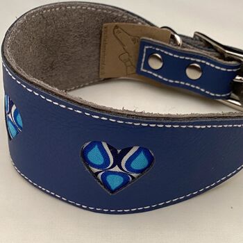 Blue Leather Collar With Teardrop Heart Cut Outs, 4 of 10