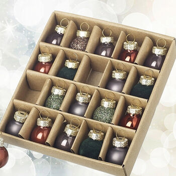 Mini Amber Green Grey Glass Christmas Baubles Set Of 25, 3 of 6