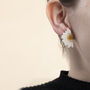 Half Daisy Pressed Flower Sterling Silver Stud Earrings, thumbnail 1 of 3