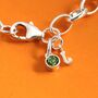 Sterling Silver August Birthstone Initial Charm Bracelet, thumbnail 2 of 3