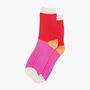 Glitter Mid Calf Ribbed Cotton Boot Socks Colour Block Red Pink, thumbnail 3 of 4