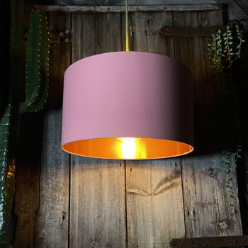 Dirty Pink Lampshade With Copper Or Gold Foil Lining, 3 of 11