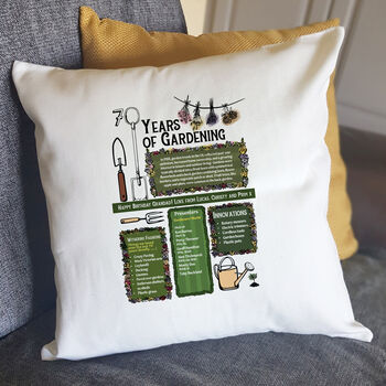 70 Years Of Gardening 70th Birthday Gift Cushion, 5 of 6