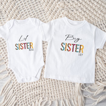 Personalised Sister Or Brother Leopard T Shirt Or Vest, 2 of 3