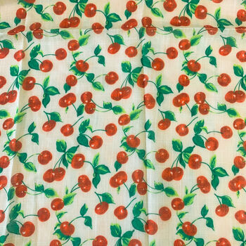 Cherry Print Cotton Blend Square Scarf, 3 of 4