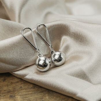 Large Silver Plated Christmas Ball Ear Drop Earring, 2 of 9
