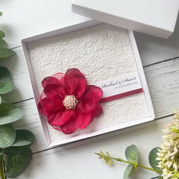 Personalised Wedding Day Card With Flower. Various Colours, 5 of 6