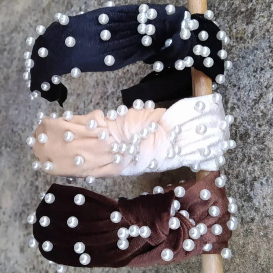 The Velveteen 'Pearly' Embellished Headband, 1 of 5