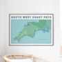 South West Coast Path Art Print With Tick List Map, thumbnail 2 of 10