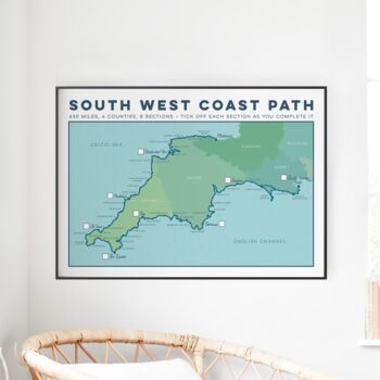 South West Coast Path Art Print With Tick List Map, 2 of 10