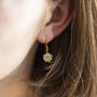 Gold Plated Four Leaf Clover Earrings, thumbnail 2 of 7