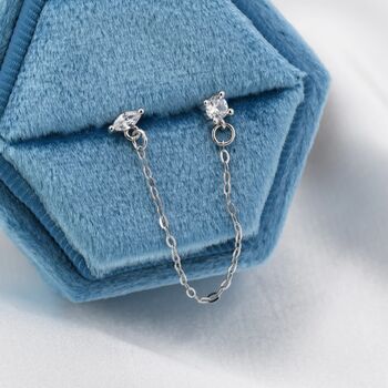 Sterling Silver Chained Earrings For Multiple Piercings, 5 of 12