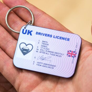 Personalised Driving Licence Anniversary Keyring, 2 of 3