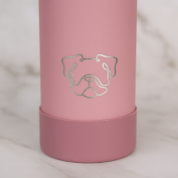 Bulldog 30oz Water Bottle With Removable Dog Bowl In Pink/ Grey/ Cream, 6 of 10