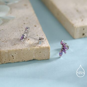 Purple Opal Marquise Cluster Stud Earrings In Sterling Silver, 3 of 12